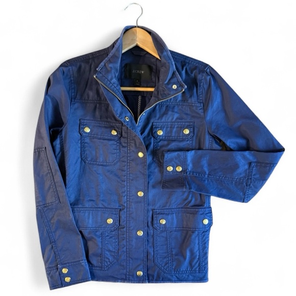J Crew Classic Navy Blue Jacket with Gold Buttons Snaps| J Crew Navy Blue Jacket - Picture 2 of 7